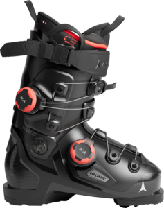 Atomic Hawx Ultra 130S Dual BOA ski boot showing dial closure system and cable routing