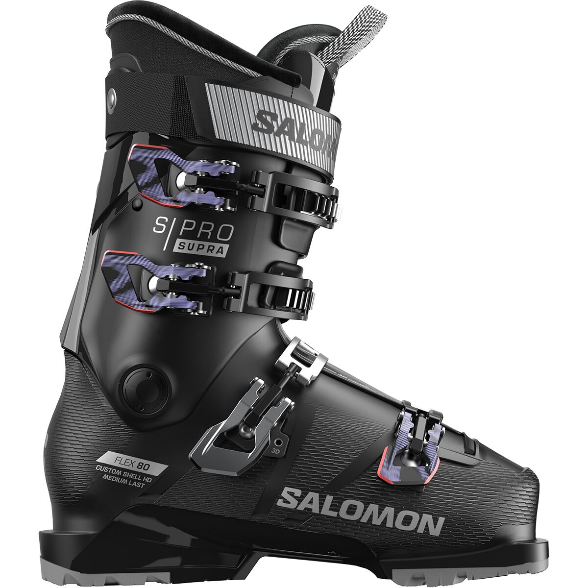 Salomon S/Pro Supra 80 GW women's ski boot, a medium-volume beginner boot with a 100mm last and heat-moldable shell